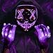 Max Fun Halloween Mask Glowing Gloves for Halloween Costume Cosplay Party Led Light Up Scary Masks for Halloween Party D Purple - Image 2