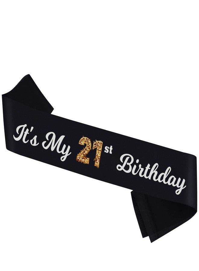 PYQWA It’s My 21st Birthday Sash - Black Sash with Foil - Cheers to 10th Birthday Sash- 21th Birthday Accessories for Boy and Girl - Image 1