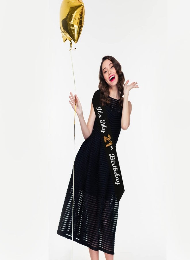 PYQWA It’s My 21st Birthday Sash - Black Sash with Foil - Cheers to 10th Birthday Sash- 21th Birthday Accessories for Boy and Girl - Image 3