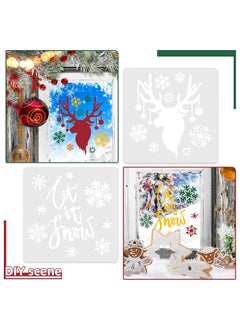 Patelai 9 Pieces Christmas Stencils Set, 8 x 8 Inch and 12 x 5 Inch Reusable Plastic Craft Christmas Template for Art Drawing Painting Spraying Window Glass Door Wood Holiday Xmas Snowflake DIY Decoration  - Image 4
