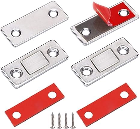 QUALIZA Magnetic Door Catch UltraThin Cabinet Magnetic Catch with Strong Adhesive Sticker Ans Screws Slim Drawer Magnets Locks Furniture Safety Latches for Kitchen Cupboard Closet Pack of 1  - Image 1
