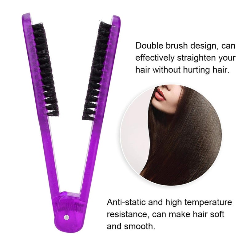 cheekyglo Plywood Comb Hair Straightening Styling Straightener Styling Straightener Hairdressing Tool Splint V-Shape Tools Bristle For Home Barber Shop[Purple] - Image 5
