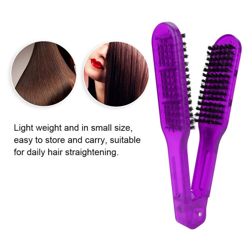 cheekyglo Plywood Comb Hair Straightening Styling Straightener Styling Straightener Hairdressing Tool Splint V-Shape Tools Bristle For Home Barber Shop[Purple] - Image 3