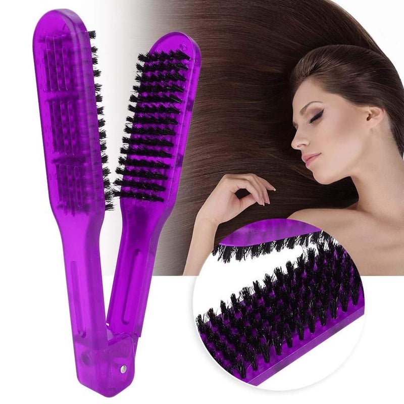 cheekyglo Plywood Comb Hair Straightening Styling Straightener Styling Straightener Hairdressing Tool Splint V-Shape Tools Bristle For Home Barber Shop[Purple] - Image 4