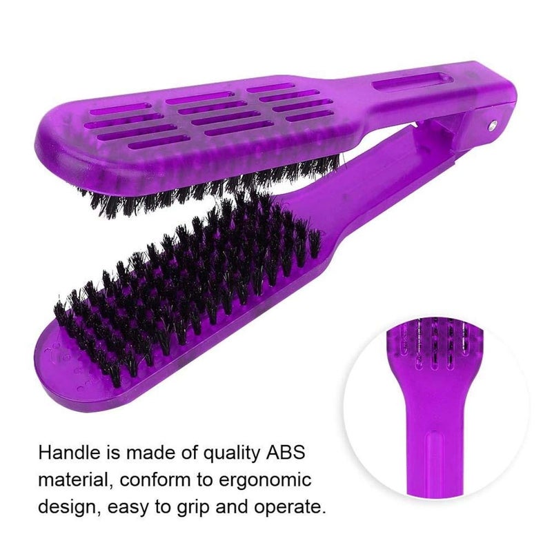 cheekyglo Plywood Comb Hair Straightening Styling Straightener Styling Straightener Hairdressing Tool Splint V-Shape Tools Bristle For Home Barber Shop[Purple] - Image 2