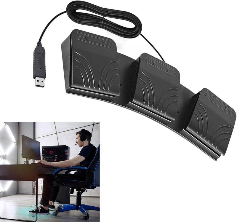 1. 3-Pedal USB Foot Programmable For PC Gaming & Office Macros Foot Pedal - Image 2