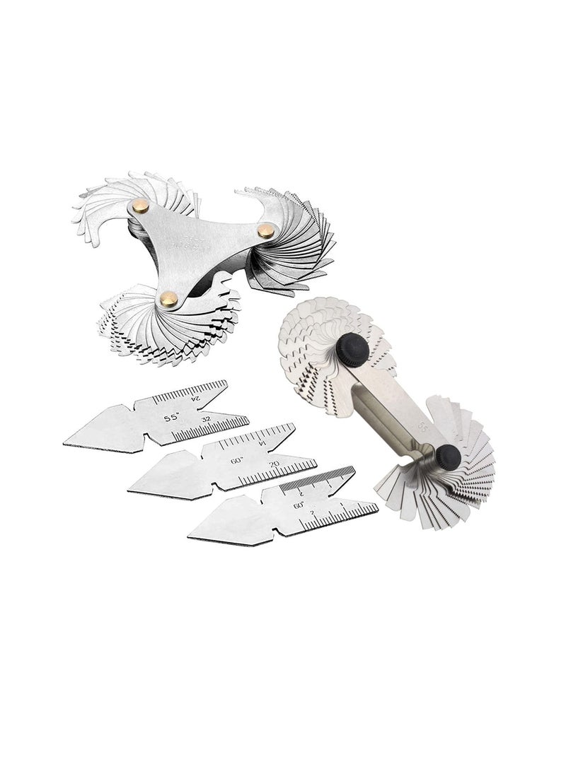 Captaintech Thread Pitch Gauges Measure Tool 3 Pcs 55 & 60 Degree Metric System Centre Gage  + 51Pcs America SAE Type + 52 Pcs Metric & America SAE Type & British Whitworth - Image 1