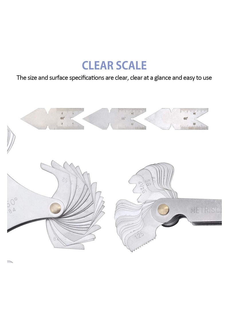 Captaintech Thread Pitch Gauges Measure Tool 3 Pcs 55 & 60 Degree Metric System Centre Gage  + 51Pcs America SAE Type + 52 Pcs Metric & America SAE Type & British Whitworth - Image 4
