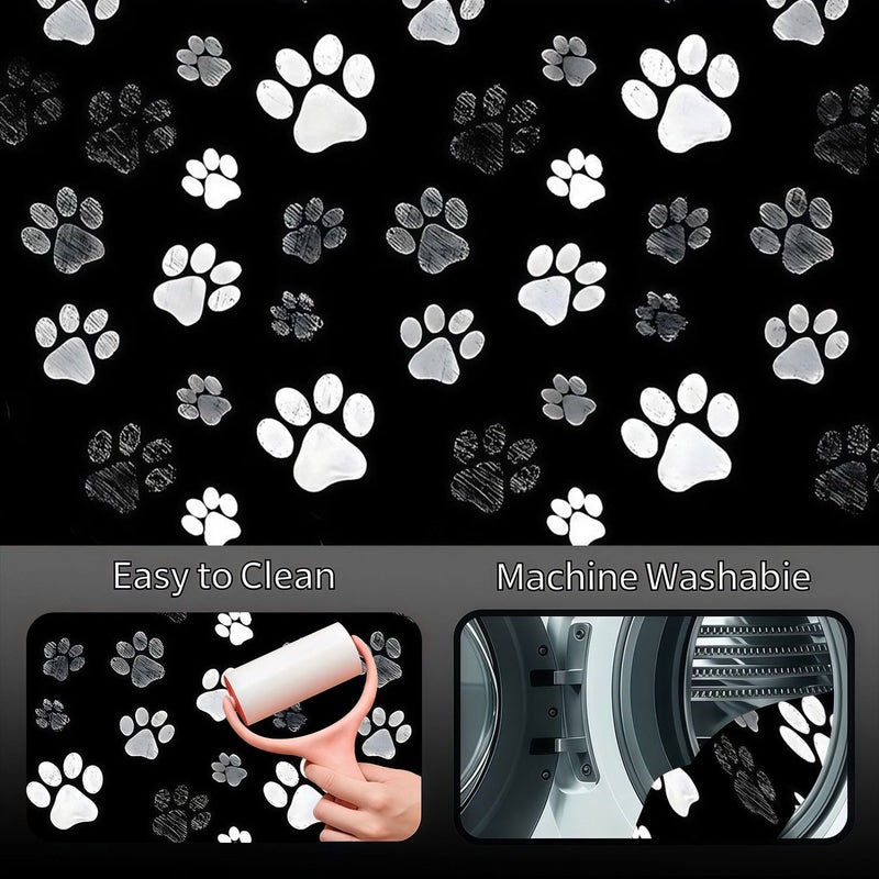 Single Piece Polyester Automotive Floor Mat Black White Gray Paw Print Cargo Liner - Image 4