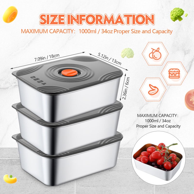 Layhit 10 Set Stainless Steel Food Containers with Lids Metal Marinating Snack Containers Box for Lunch, Leftovers, Dishwasher & Freezer Safe(34 oz) - Image 2