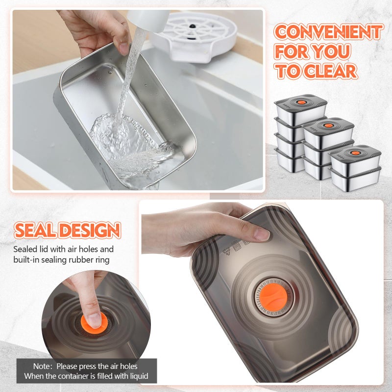 Layhit 10 Set Stainless Steel Food Containers with Lids Metal Marinating Snack Containers Box for Lunch, Leftovers, Dishwasher & Freezer Safe(34 oz) - Image 3