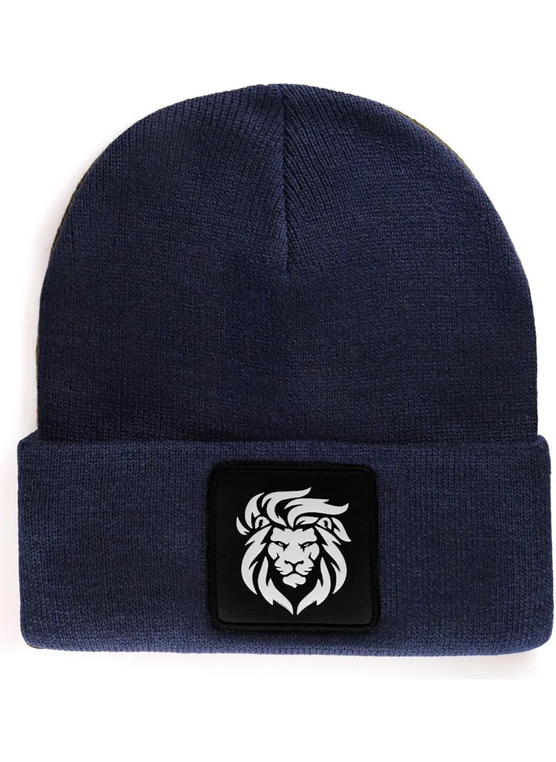 Black Börk Blackbörk V1 Acrylic Lion - Unisex Navy Blue Beanie with 9 Code Logo