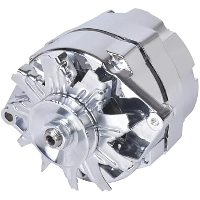 RLP Alternator Chromed 7127-SE105C Compatible with GM 305 350 BBC SBC 1-Wire Self-Exciting 110A 12V - Image 1