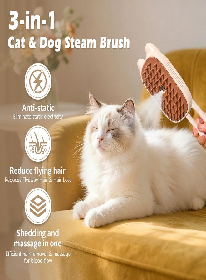 FRESHSOLO Cat Steam Brush for Dog & Cat, Spritz Defur Comb 3 in 1 Pet Rechargeable Steam Brush Tool for Long and Short Haired Cats and Dogs, Anti-Static, Shedding, Detangling, Massage & Combing (White) - Image 2