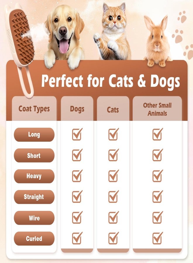 FRESHSOLO Cat Steam Brush for Dog & Cat, Spritz Defur Comb 3 in 1 Pet Rechargeable Steam Brush Tool for Long and Short Haired Cats and Dogs, Anti-Static, Shedding, Detangling, Massage & Combing (White) - Image 4
