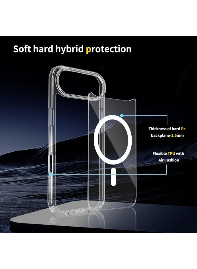Case for iPhone 17 Air Clear Magnetic Cover Mag Safe Compatible Hybrid Protective Crystal Clear Hard Back Case Shockproof TPU Frame Slim Transparent Case for Apple iPhone 17 Air - Image 3