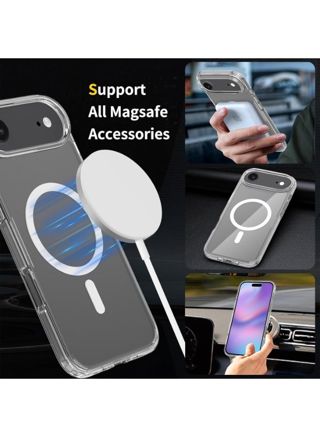 Case for iPhone 17 Air Clear Magnetic Cover Mag Safe Compatible Hybrid Protective Crystal Clear Hard Back Case Shockproof TPU Frame Slim Transparent Case for Apple iPhone 17 Air - Image 2