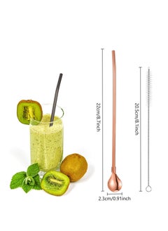Generic 4 Pieces Spoon Straws Stainless Steel Drinking Spoon Straws Reusable Metal Cocktail Spoons Straws with Long Cleaning Brush  - Image 2