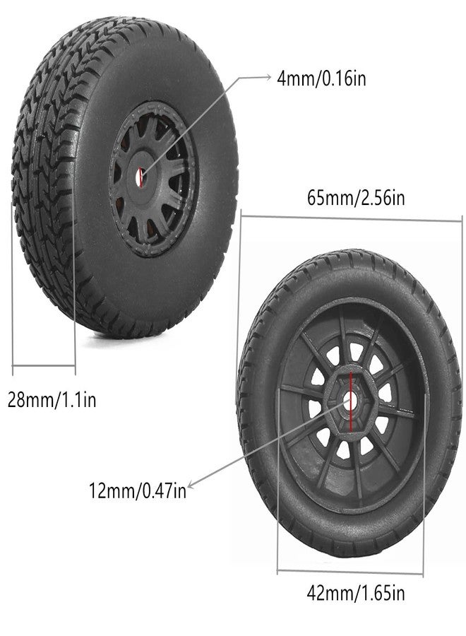 4 عجلات وإطارات مقاس 65 مم لسيارات ARRMA 1/14 Mojave Grom و 1/18 Typhon GROM RC، قطع غيار للترقية، عجلات وإطارات سداسية مقاس 12 مم (أسود) - Image 3