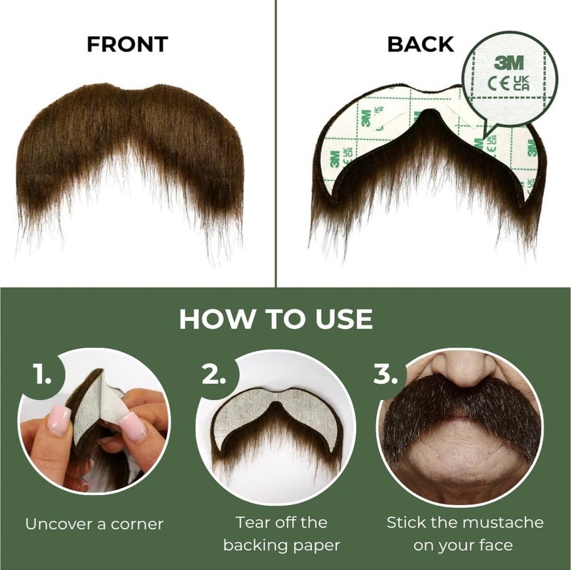 Mustaches Self Adhesive Fake Mustache, Novelty, Walrus False Facial Hair for Adults, Costume Accessory for Halloween, Brown Color - Image 5