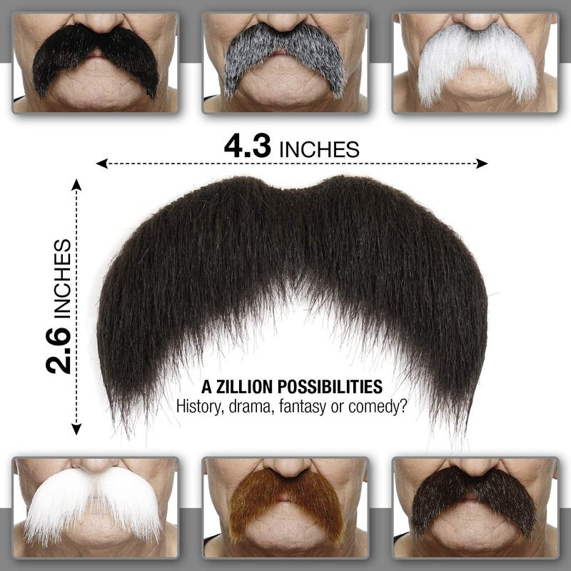 Mustaches Self Adhesive Fake Mustache, Novelty, Walrus False Facial Hair for Adults, Costume Accessory for Halloween, Brown Color - Image 2