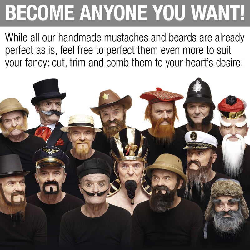 Mustaches Self Adhesive Fake Mustache, Novelty, Walrus False Facial Hair for Adults, Costume Accessory for Halloween, Brown Color - Image 4
