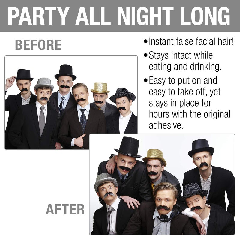 Mustaches Self Adhesive Fake Mustache, Novelty, Walrus False Facial Hair for Adults, Costume Accessory for Halloween, Brown Color - Image 3