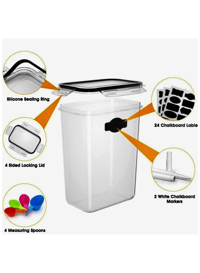 Quesera  Airtight Food Storage Containers Set, 14pcs BPA Free Plastic Dry Food Containers with Lids for Kitchen Pantry Organization and Storage, Include 20 Labels & Pen, Black  | Best Price UAE