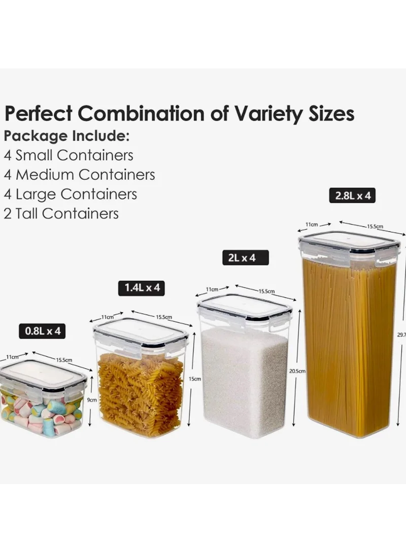 Quesera  Airtight Food Storage Containers Set, 14pcs BPA Free Plastic Dry Food Containers with Lids for Kitchen Pantry Organization and Storage, Include 20 Labels & Pen, Black  | Best Price UAE