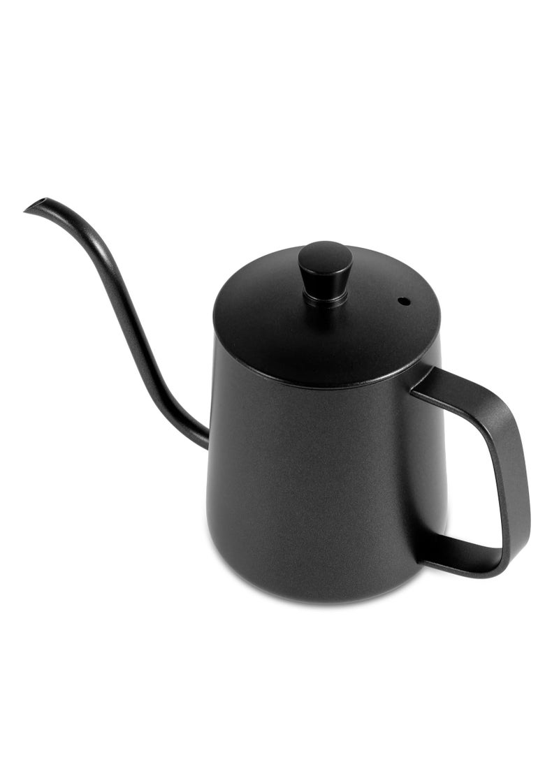 SYOSI غلاية القهوة والشاي بخرطوم منحني، غلاية صغيرة للماء والشاي والقهوة للتقديم، غلاية ميني مع مقبض، غلاية قهوة من الفولاذ المقاوم للصدأ متعددة الاستخدامات للمكتب والبيت (أسود) - Image 1