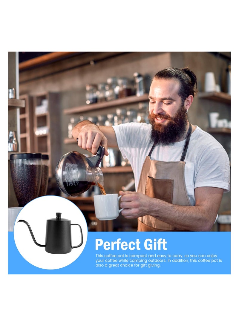 SYOSI غلاية القهوة والشاي بخرطوم منحني، غلاية صغيرة للماء والشاي والقهوة للتقديم، غلاية ميني مع مقبض، غلاية قهوة من الفولاذ المقاوم للصدأ متعددة الاستخدامات للمكتب والبيت (أسود) - Image 3