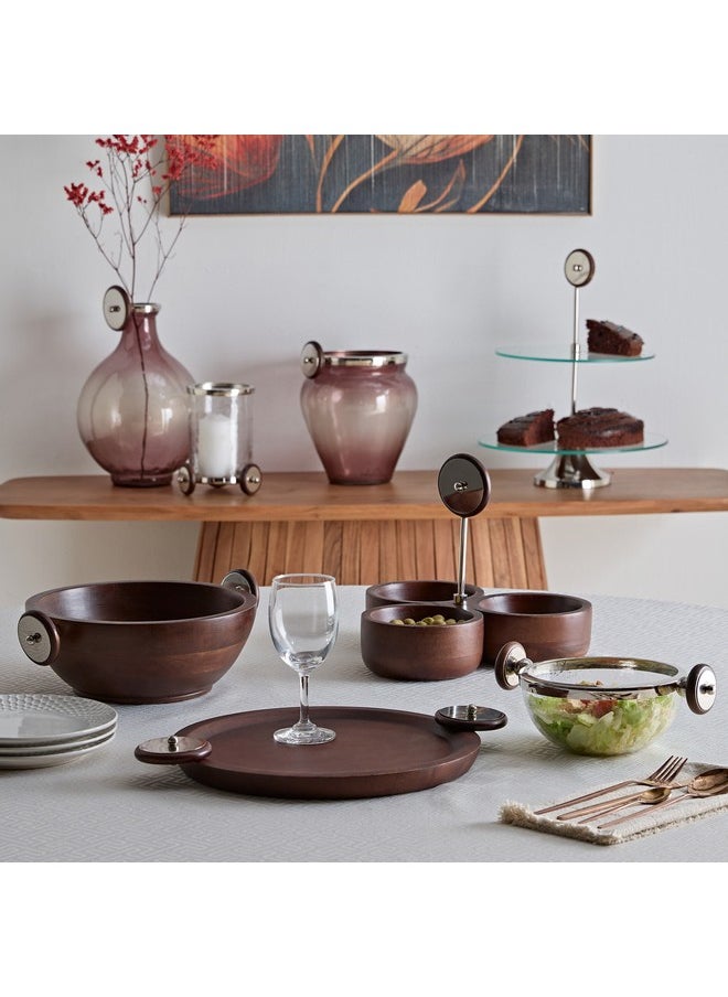 Home Box Aura 2-Tier Glass Serving Platter with Wheel Stem 30 x 40 x 30 cm  - Image 4