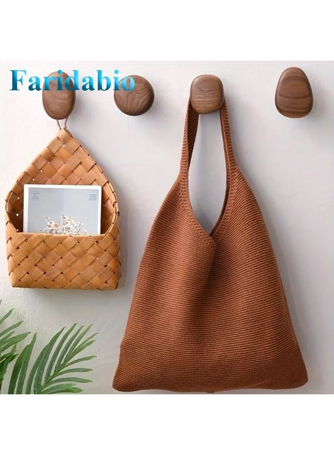 مقابض أبواب خزانة من خشب الجوز 4 قطع بتصميم حصى نوردي، وخطاطيف حائط مبدعة للقبعات - Image 5