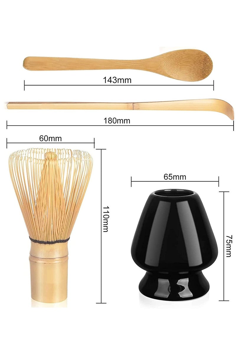 VIUAUAX 4-Piece Matcha Tea Whisk Set,Matcha Whisk Set Bamboo Matcha Tools, Traditional Handmade Matcha Tea Tool Matcha Stirrer Kit Bamboo Spoon with Hook Matcha Brush Placeer Set, Matcha Whisk (Chasen) + Hooked Bamboo Spoon (Chashaku) + Teaspoon + Whisk Holder),for making a Traditional Cup of Japanese Matcha Tea - Image 5