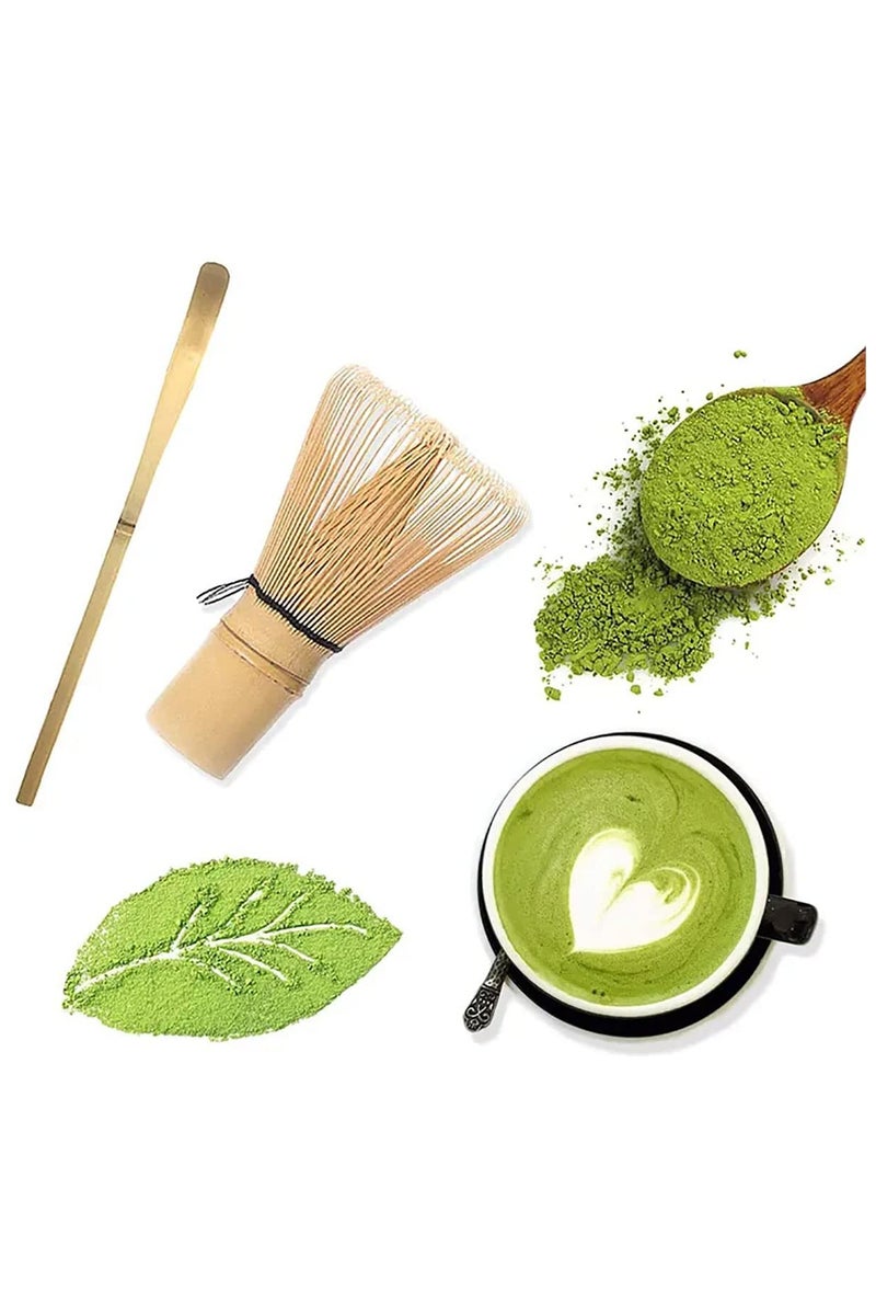 VIUAUAX 4-Piece Matcha Tea Whisk Set,Matcha Whisk Set Bamboo Matcha Tools, Traditional Handmade Matcha Tea Tool Matcha Stirrer Kit Bamboo Spoon with Hook Matcha Brush Placeer Set, Matcha Whisk (Chasen) + Hooked Bamboo Spoon (Chashaku) + Teaspoon + Whisk Holder),for making a Traditional Cup of Japanese Matcha Tea - Image 3