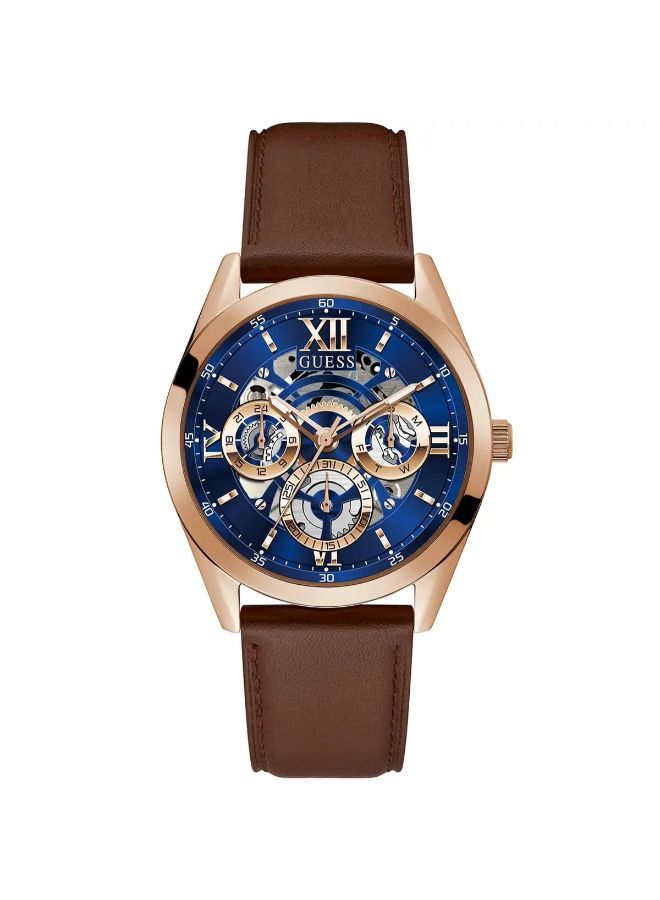 GUESS ساعة جلدية تناظرية للرجال GW0389G3 - Image 1