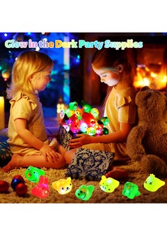 OUYoo 32 PCs LED Light-Up Bumpy Rings，Kids Birthday Party Gifts, LED Animal Rubber Glow Rings Glitter Finger Toys Box, Luminous Party Supplies, Birthday Gifts for Kids  - Image 2