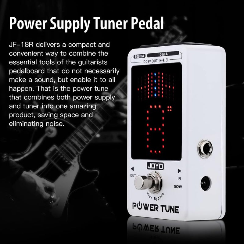 JOYO Power Supply Tuner Pedal with Isolated 8-Channel (2 at 500mA, 6 at 100mA) Low Noise DC 9V Output - True Bypass (Power Tune JF-18R) - Image 2