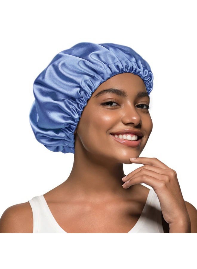 Alnorm Satin Bonnet for Black Women, Satin Scarf for Hair Light Blue - Image 3