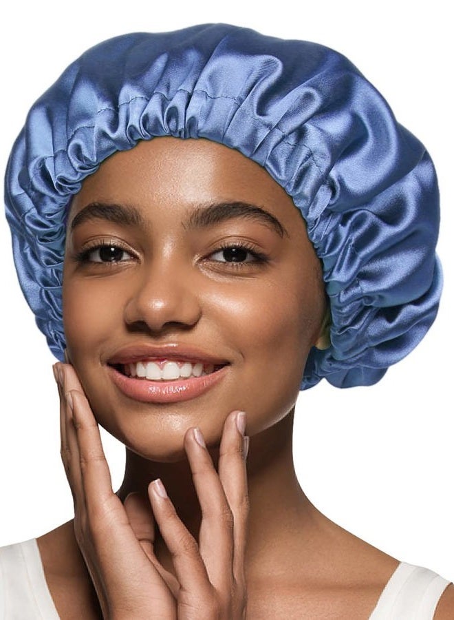 Alnorm Satin Bonnet for Black Women, Satin Scarf for Hair Light Blue - Image 1