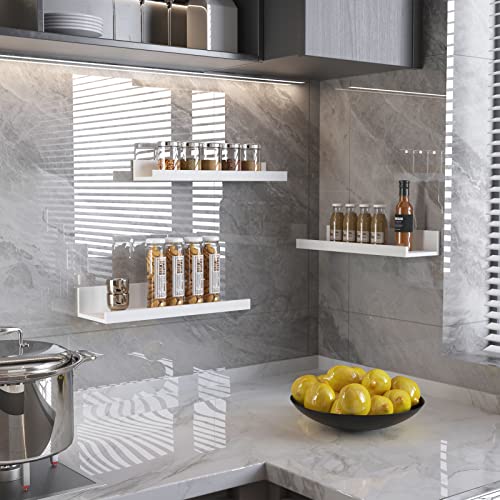 Giftgarden 16 Inch White Floating Shelves for Wall Mount Modern Wood Wall Shelf Ledge for Bathroom Bedroom Living Room Kitchen Nursery Storage Set of 3 Different Sizes - Image 3