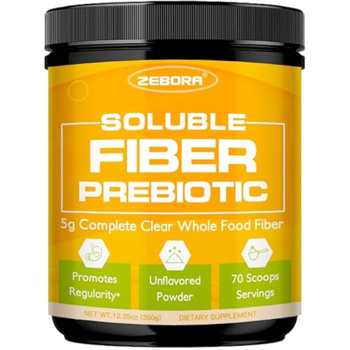 ZEBORA Fiber Supplement Powder, Soluble Prebiotic Fiber Powder Unflavored with Acacia for Digestive Health, Regularity and Hunger Control No Sugar Added, No Grit, Gluten Free, 70 Servings - Image 1
