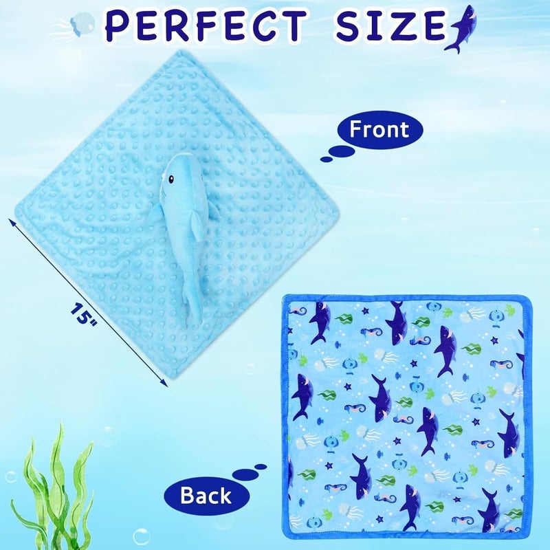 Gicoherero Shark Blanket Security for Baby Soft Lovey Plush Sleeping Snuggle Gifts Boy Blue Minky Dot Stuffed Ocean Animal Newborn Nursery Kids Toddler First Birthday Unisex Blankie Gift Ideas 15 Inch - Image 3