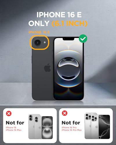 Miracase Magnetic for iPhone 16e Case Full-Body Phone with Built-in Glass Screen Protector, [Compatible with MagSafe] Military Drop Proof 16 E Cover Bumper 6.1 inch, Black - Image 2