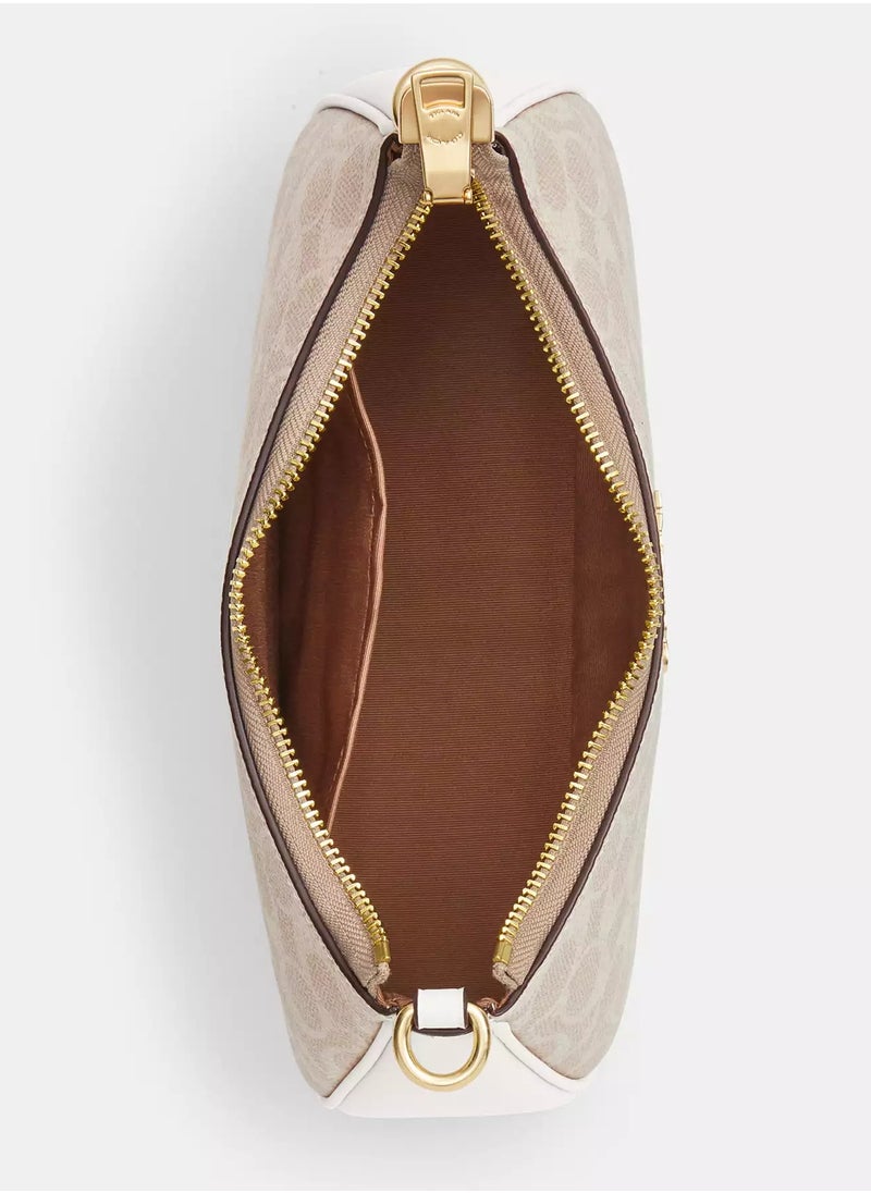coachoutlet Coach Teri Women's Shoulder Bag In Signature Canvas, Women's Hand Bag, Women's Hobo Bag, Women's Tote Bag, Women's Travel Bag, Gold-White 24cm  - Image 5