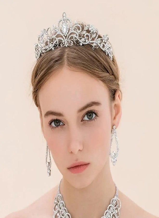 AXX Princess Crown for Women, Crystal Queen Tiaras for Girls Bridal Hair Accessories Gifts for Birthday Wedding Prom, Bridal Party, Pageant, Halloween Christmas Costume (A#-Silver 3 Pcs) - Image 3