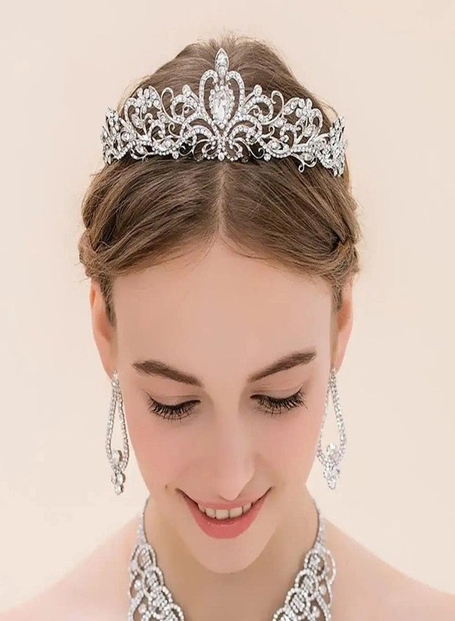 AXX Princess Crown for Women, Crystal Queen Tiaras for Girls Bridal Hair Accessories Gifts for Birthday Wedding Prom, Bridal Party, Pageant, Halloween Christmas Costume (A#-Silver 3 Pcs) - Image 4