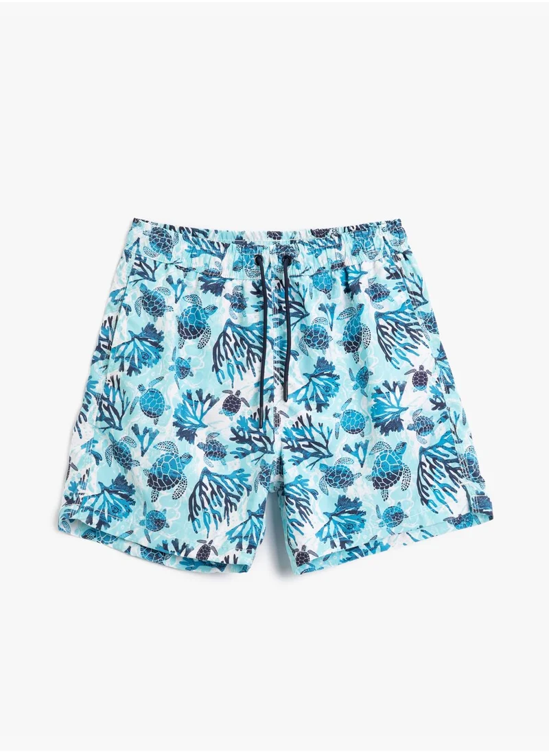 كوتون Drawstring Pocket Detail Swim Shorts