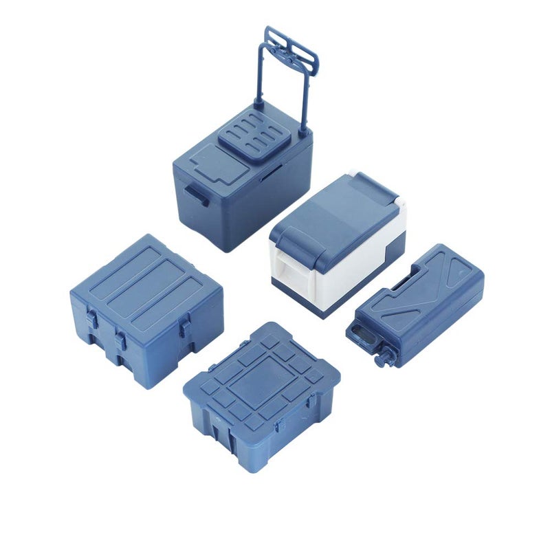 Treehobby 5PCS Plastic RC Mini Tool Set/Fishing Box/Medical Chest/Refrigerator/Fuel Tank/Tool Case Compatible with traxxas TRX4 Axial SCX10 1/10 1/8 RC Crawler Climbing Car Simulation Decoration(Blue) - Image 2