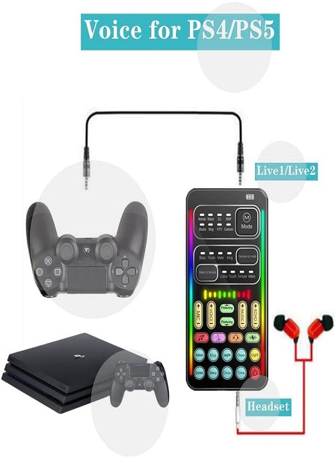 Sunbmebge - Portable Sound Card Handheld Microphone Voice Changer with Sound Multi-Function Effect Machine Voice Disguiser Mini Device for Mobile Phones PC Laptops PS4 Xbox One Games - Image 1